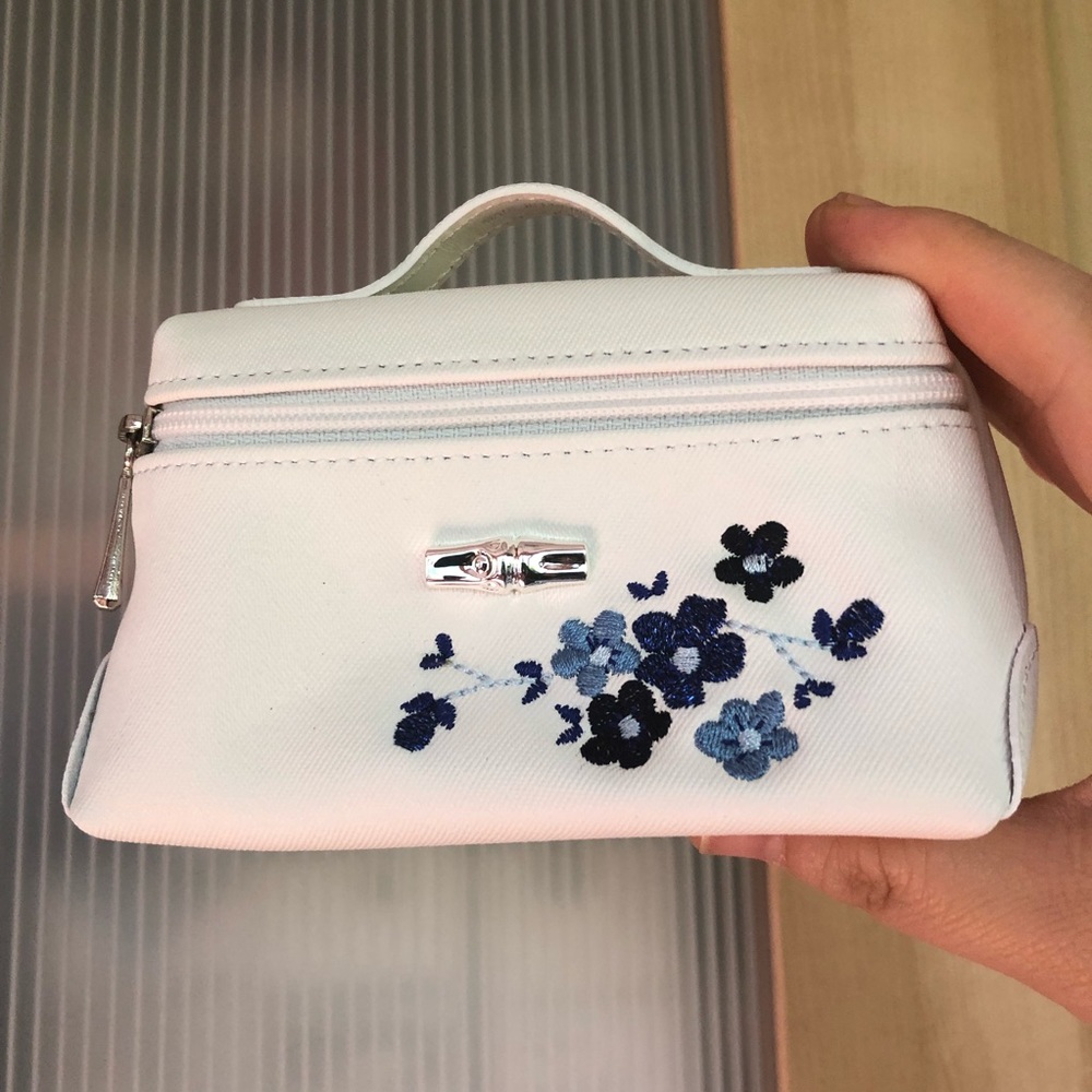 Longchamp Cherry blossom Roseau coin card pouch
